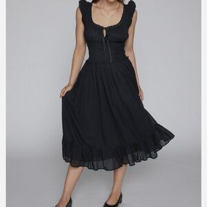 Kimchi Blue - Olivia Flutter Sleeve Black Midi Dress